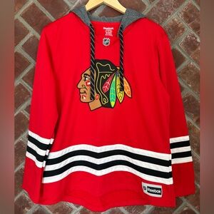 Chicago Blackhawks Womens Reebok Hockey Jersey Hooded Size XL Red White Black